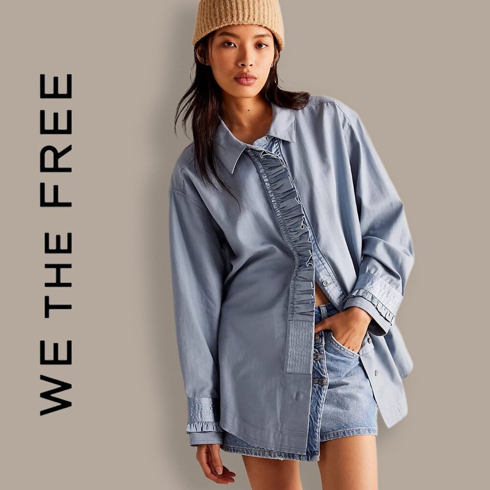 We The Free Blue Button Down Shirt